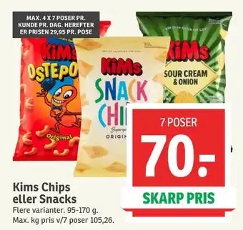 SPAR Kims Chips eller Snacks tilbud