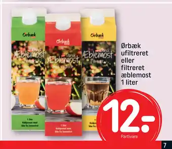 Ørbæk ufiltreret eller filtreret æblemost 1 liter