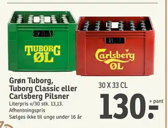 SPAR Grøn Tuborg, Tuborg Classic eller Carlsberg Pilsner tilbud