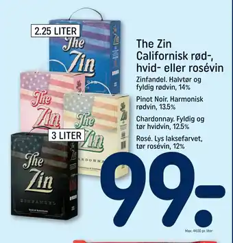 REMA 1000 The Zin Californisk rød-, hvid- eller rosévin tilbud