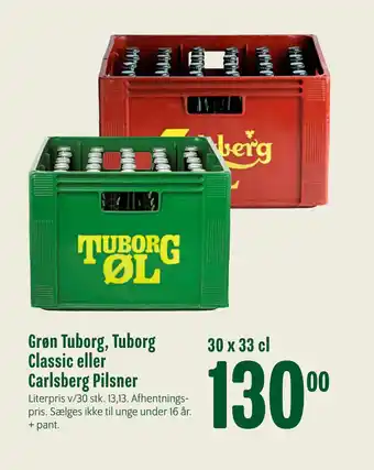 Min Købmand Grøn Tuborg, Tuborg Classic eller Carlsberg Pilsner tilbud