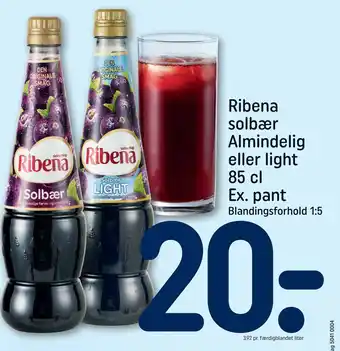 Rema 1000 Ribena solbær Almindelig eller light tilbud