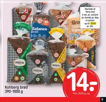 REMA 1000 Kohberg brød 390-1000 g tilbud