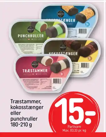 Træstammer, kokosstænger eller punchruller 180-210 g