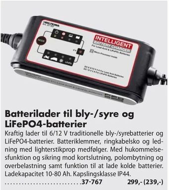 Biltema Batterilader til bly-/syre og LiFePO4-batterier tilbud