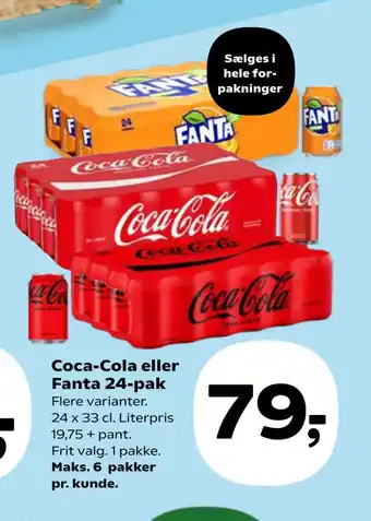 SuperBrugsen Coca-Cola eller Fanta 24-pak tilbud