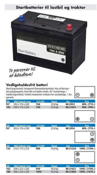 Biltema Vedligeholdesfrit batteri tilbud