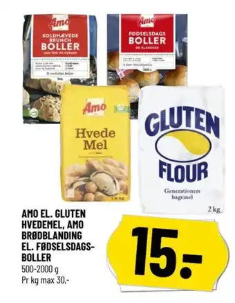 Løvbjerg AMO EL. GLUTEN HVEDEMEL, AMO BRØDBLANDING EL. FØDSELSDAGS- BOLLER tilbud