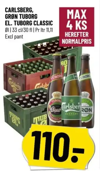 Løvbjerg CARLSBERG, GRØN TUBORG EL. TUBORG CLASSIC tilbud