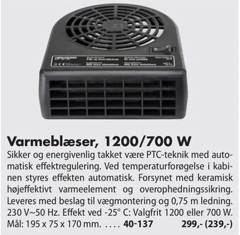 Varmeblæser, 1200/700 W
