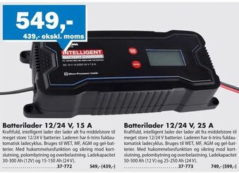 Biltema Batterilader 12/24 V, 15 A tilbud