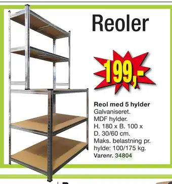 Harald Nyborg Reol med 5 hylder tilbud