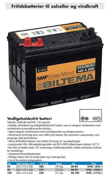 Biltema Vedligeholdesfrit batteri tilbud
