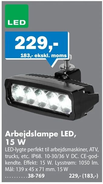 Biltema Arbejdslampe LED, 15 W tilbud