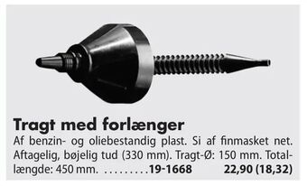 Tragt med forlænger