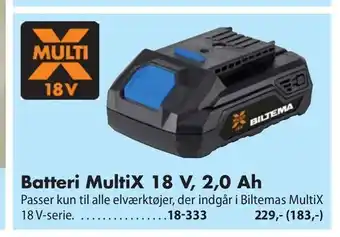 Biltema Batteri MultiX 18 V, 2,0 Ah tilbud
