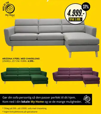 My Home Arizona 3 Pers. Med Chaiselong tilbud