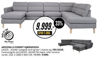 My Home Arizona U-Formet Hjørnesofa tilbud