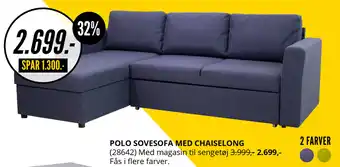My Home Polo Sovesofa Med Chaiselong tilbud