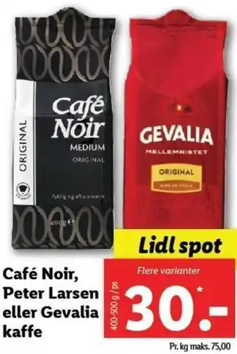 Lidl Café Noir, Peter Larsen Eller Gevalia Kaffe 400-500g tilbud
