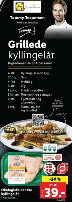 Lidl Økologiske Danske Kyllingelår tilbud