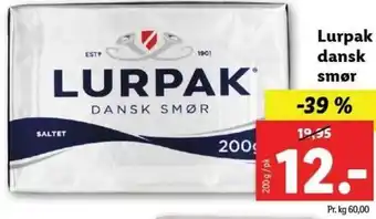 Lidl Lurpak Dansk Smør 200g tilbud