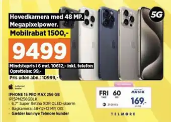 Power IPHONE 15 PRO MAX 256 GB IP15PM256GBLK tilbud