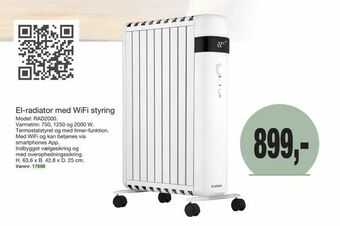 Harald Nyborg El-radiator med WiFi styring tilbud