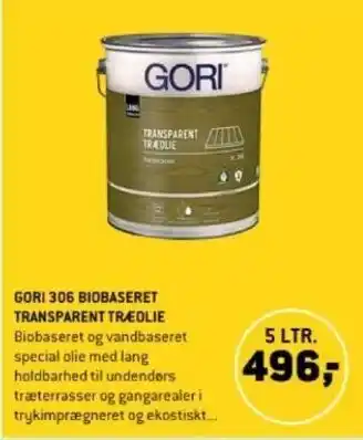 XL-BYG GORI 306 BIOBASERET TRANSPARENT TRÆEOLIE tilbud