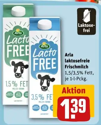 REWE Arla laktosefreie Frischmilch tilbud