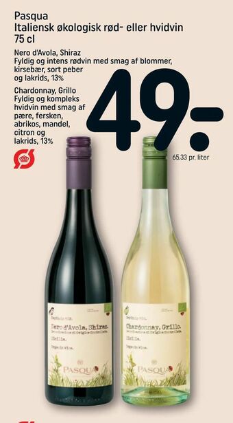 REMA 1000 Pasqua Italiensk økologisk rød- eller hvidvin tilbud