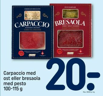 REMA 1000 Carpaccio med ost eller bresaola med pesto tilbud