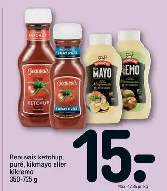REMA 1000 Beauvais ketchup, puré, kikmayo eller kikremo tilbud