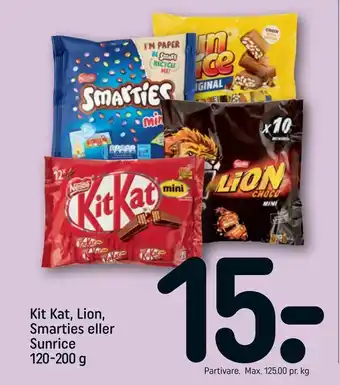 REMA 1000 Kit Kat, Lion, Smarties eller Sunrice tilbud