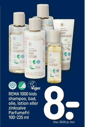 REMA 1000 REMA 1000 kids shampoo, bad, olie, lotion eller zinksalve Parfumefri tilbud