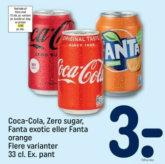 REMA 1000 Coca-Cola, Zero sugar, Fanta exotic eller Fanta orange tilbud