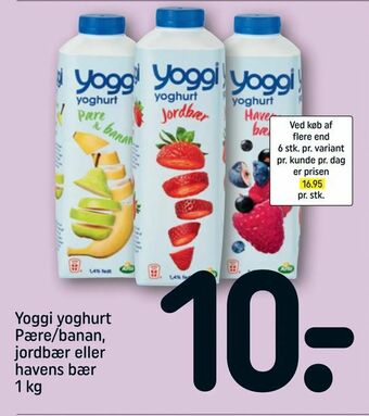 REMA 1000 Yoggi yoghurt Pære/banan, jordbær eller havens bær tilbud