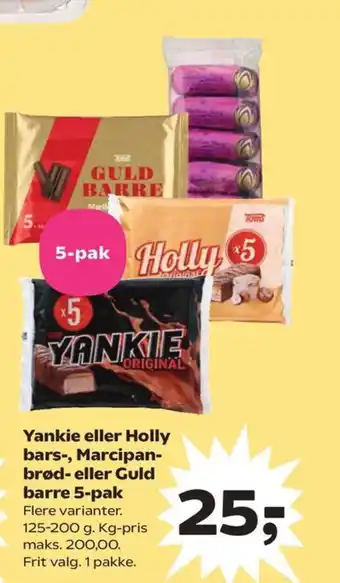 Yankie eller Holly bars-, Marcipan- brød- eller Guld barre 5-pak