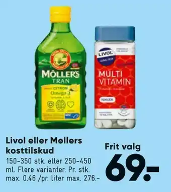 Bilka Livol eller Møllers kosttilskud tilbud
