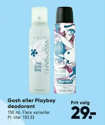 Bilka Gosh eller Playboy deodorant tilbud