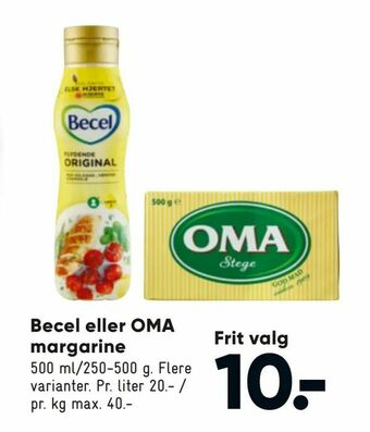 Bilka Becel eller OMA margarine tilbud