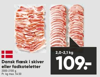 Bilka Dansk flæsk i skiver eller fadkoteletter tilbud