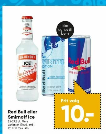 Bilka Red Bull eller Smirnoff Ice tilbud