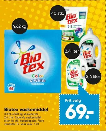Bilka Biotex vaskemiddel tilbud