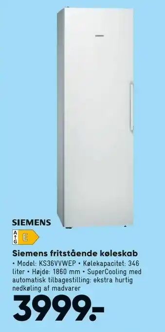 Bilka Siemens fritstående køleskab tilbud