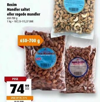 Scandinavian Park Rexim Mandler saltet eller røgede mandler tilbud