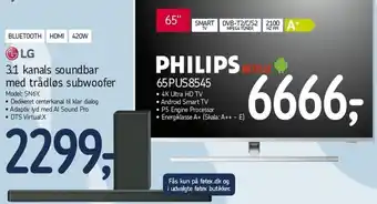 Føtex LG 3.1 Kanals Soundbar Med Trådloøs Subwoofer SN6Y tilbud