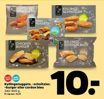 Netto Kyllingenuggets, -schnitzler, -burger eller cordon bleu tilbud