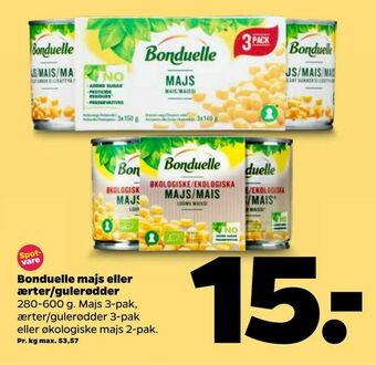 Netto Bonduelle majs eller ærter/gulerødder tilbud