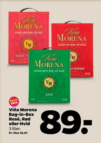 Netto Viña Morena Bag-in-Box Rosé, Rød eller Hvid tilbud